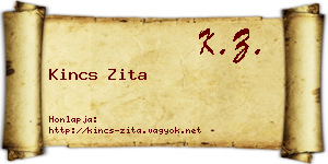 Kincs Zita névjegykártya